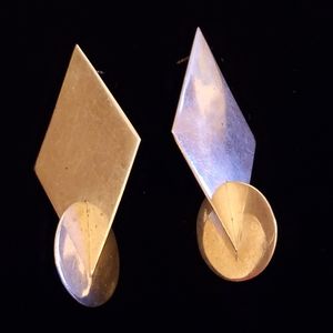 Gloria Cohen Sterling Geometric Earrings Large Artist Signed Wearable Art